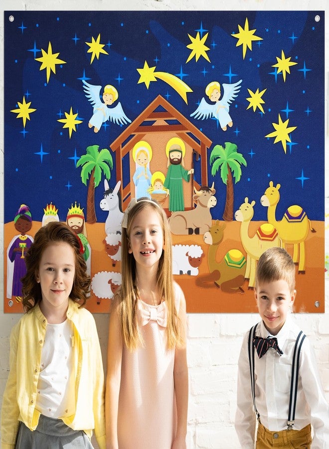 باتيير مجموعة باتيير المكونة من 31 قطعة من اللباد لمشهد ميلاد السيد المسيح للأطفال الصغار، تتضمن شخصيات من اللباد، ولوحة قصص تفاعلية، ومعمودية، ومناولة، وأنشطة كنسية، وإيمان مسيحي كاثوليكي، وعيد الميلاد (كلاسيكي). - Image 3